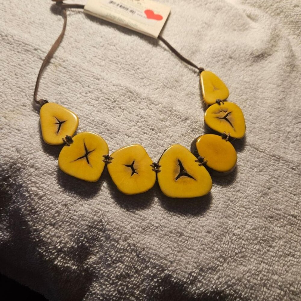 Moana Tagua Nut Necklace Yellow